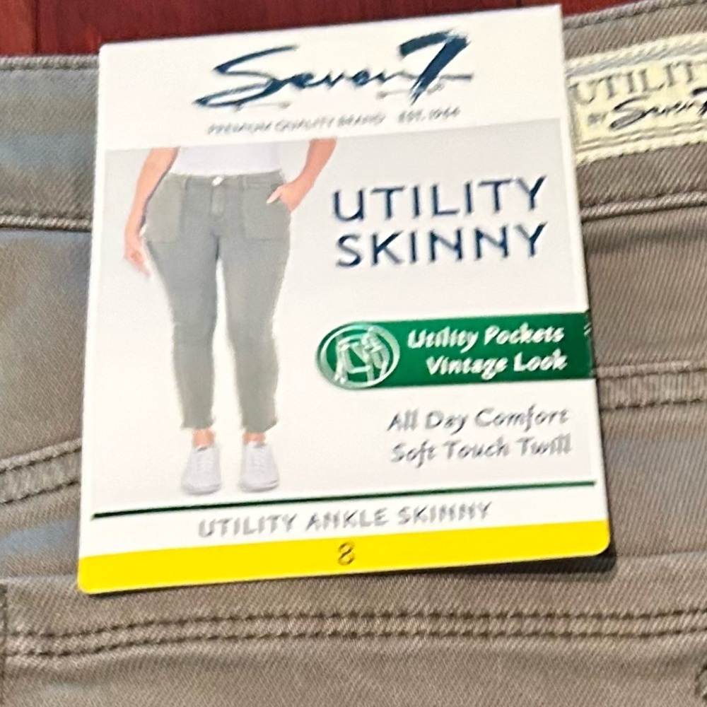 NWT-Seven7 Utility Skinny Ankle Jeans Olive Green-Size 8 - Picture 6 of 10
